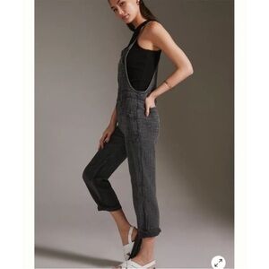 Anthropologie Pilcro Painters Overalls Gauzey Jumpsuit Black Slouchy Oversize 26